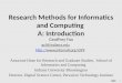 I399 1 Research Methods for Informatics and Computing A: Introduction Geoffrey Fox gcf@indiana.edu  Associate Dean for Research