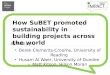 Derek Clements-Croome, University of Reading Husam Al Waer, University of Dundee Matt Kitson, Hilson Moran How SuBET promoted sustainability in building