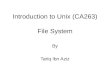 Introduction to Unix (CA263) File System By Tariq Ibn Aziz