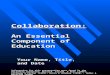 Collaboration: An Essential Component of Education Information for this presentation were found in the following resources: Bursuck, Friend, & Best (1999);
