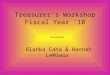Treasurer’s Workshop Fiscal Year ’10 Presented by: Blanka Caha & Hannah LeMieux 9/8/09, 9/9/09 & 9/15/09