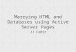 Marrying HTML and Databases using Active Server Pages JJ Cadiz