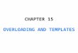 CHAPTER 15 OVERLOADING AND TEMPLATES. In this chapter, you will:  Learn about overloading  Become aware of the restrictions on operator overloading