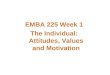 EMBA 225 Week 1 The Individual: Attitudes, Values and Motivation