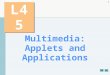 1 L45 Multimedia: Applets and Applications. 2 OBJECTIVES  How to get and display images.  To create animations from sequences of images.  To create