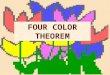 FOUR COLOR THEOREM. A graph has been colored if a color has been assigned to each vertex in such a way that adjacent vertices have different colors. In