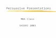 Persuasive Presentations MBA Class SHIERI 2003. Persuasive Presentation To inform is to increase the number of a person’s options or choices (the more