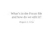 What’s in the Focus file and how do we edit it? Project 2, 115a