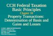 CCH Federal Taxation Basic Principles Chapter 10 Property Transactions: Determination of Basis and Gains and Losses ©2003, CCH INCORPORATED 4025 W. Peterson