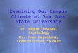Examining Our Campus Climate at San Jose State University Dr. Megumi Hosoda, Psychology Dr. Rona Halualani, Communication Studies Dr. Megumi Hosoda, Psychology