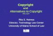 Copyright and Alternatives to Copyright Why now? Rita S. Heimes Director, Technology Law Center University of Maine School of Law Rita S. Heimes Director,