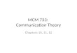MCM 733: Communication Theory Chapters 10, 11, 12