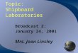 Topic: Shipboard Laboratories Broadcast 2: January 24, 2001 Mrs. Joan Linsley