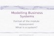 CB1004 Modelling Business Systems 11 Modelling Business Systems Format of the module Assessment What is a system?