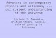 Advances in contemporary physics and astronomy --- our current understanding of the Universe Lecture 3: Toward a unified theory, Special role of gravity