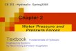 Water Pressure and Pressure Forces Chapter 2 CE 351 –Hydraulic- Spring2008 Textbook: Fundamentals of Hydraulic Engineering Systems By Ned Hwang & Robert