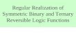 Regular Realization of Symmetric Binary and Ternary Reversible Logic Functions