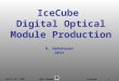 April 26, 2007 Rolf Nahnhauer IceCube Spring Meeting 1 IceCube Digital Optical Module Production R. Nahnhauer DESY