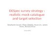 DESpec survey strategy : realistic mock catalogue and target selection Stephanie Jouvel, Filipe Abdalla, Huan Lin, James Annis, Richard Kron 22 jun 2011