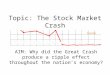 Topic: The Stock Market Crash AIM: Why did the Great Crash produce a ripple effect throughout the nation’s economy?