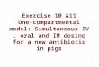 1 Exercise 10 &11 One-compartmental model: Simultaneous IV, oral and IM dosing for a new antibiotic in pigs