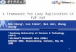 1 A Framework for Lazy Replication in P2P VoD Bin Cheng 1, Lex Stein 2, Hai Jin 1, Zheng Zhang 2 1 Huazhong University of Science & Technology (HUST) 2