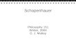 Schopenhauer Philosophy 151 Winter, 2004 G. J. Mattey