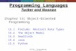 CSC321: Programming Languages13-1 Programming Languages Tucker and Noonan Chapter 13: Object-Oriented Programming 13.1 Prelude: Abstract Data Types 13.2