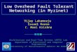 Vijay Lakamraju Israel Koren C. Mani Krishna Low Overhead Fault Tolerant Networking (in Myrinet) Architecture and Real-Time Systems (ARTS) Lab. Department