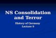 NS Consolidation and Terror History of Germany Lecture 9