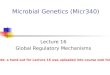 Microbial Genetics (Micr340) Lecture 16 Global Regulatory Mechanisms Note: a hand-out for Lecture 15 was uploaded into course web folder