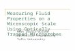 Measuring Fluid Properties on a Microscopic Scale Using Optically Trapped Microprobes Mark Cronin-Golomb Biomedical Engineering Tufts University