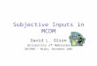 Subjective Inputs in MCDM David L. Olson University of Nebraska INFORMS – Miami, November 2001