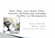 More Than Just Great Food: Factors Influencing Customer Traffic in Restaurants Emily Moravec Megan Siems Christine Van Horn