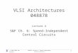 © 2003-2009 Ran Ginosar048878 Lecture 4: Speed-Independent Control Circuits 1 VLSI Architectures 048878 Lecture 4 S&F Ch. 6: Speed-Independent Control
