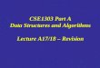 CSE1303 Part A Data Structures and Algorithms Lecture A17/18 – Revision