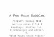 A Few More Bubbles Fin254f: Spring 2010 Lecture notes 2.3-2.4 Readings: Shiller 1-2, Kindleberger and Aliber, 8, "What Moves Stock Prices"