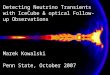 Detecting Neutrino Transients with IceCube & optical Follow-up Observations Marek Kowalski Penn State, October 2007