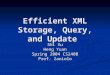 Efficient XML Storage, Query, and Update Shi Xu Heng Yuan Spring 2004 CS240B Prof. Zaniolo