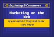 If you build it they will come – you hope! If you build it they will come – you hope! Exploring E-Commerce Marketing on the Web