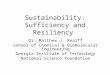 Sustainability: Sufficiency and Resiliency Dr. Matthew J. Realff School of Chemical & Biomolecular Engineering Georgia Institute of Technology National