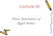 Plane Kinematics of Rigid Bodies Lecture IX. Introduction The relationships governing the displacement, velocity, and acceleration of particles (points)