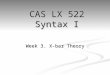 Week 3. X-bar Theory CAS LX 522 Syntax I. Back to the trees: X-bar Theory Consider our current NP rule: Consider our current NP rule: NP: (D) (AdjP+)