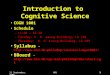 1 12 September, 2000HKU Introduction to Cognitive Science COGN 1001 Schedule –11:40 – 12:30 –Tuesday: K. K. Leung Building, LG 102 –Thursday: K. K. Leung