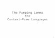 1 The Pumping Lemma for Context-Free Languages. 2 Take an infinite context-free language Example: Generates an infinite number of different strings