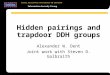 Hidden pairings and trapdoor DDH groups Alexander W. Dent Joint work with Steven D. Galbraith