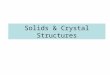Solids & Crystal Structures. the structure of solids crystalline solidsAmorphous solids Are those whose particles molecules or ions have an ordered arrangement