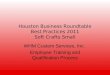 Houston Business Roundtable Best Practices 2011 Soft Crafts Small WHM Custom Services, Inc. Employee Training and Qualification Process