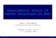 Peter SteinbergISMD2003 Experimental Status of Parton Saturation at RHIC Peter Steinberg Brookhaven National Laboratory ISMD2003, Krakow, Poland 5-11 September