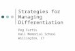 Strategies for Managing Differentiation Peg Curtis Hall Memorial School Willington, CT